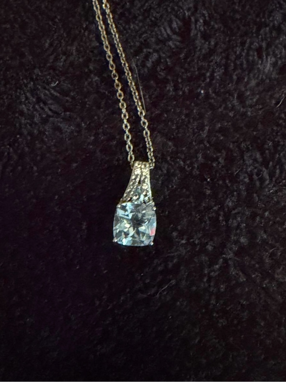 Sterling Silver Blue Crystal Pendant Necklace
